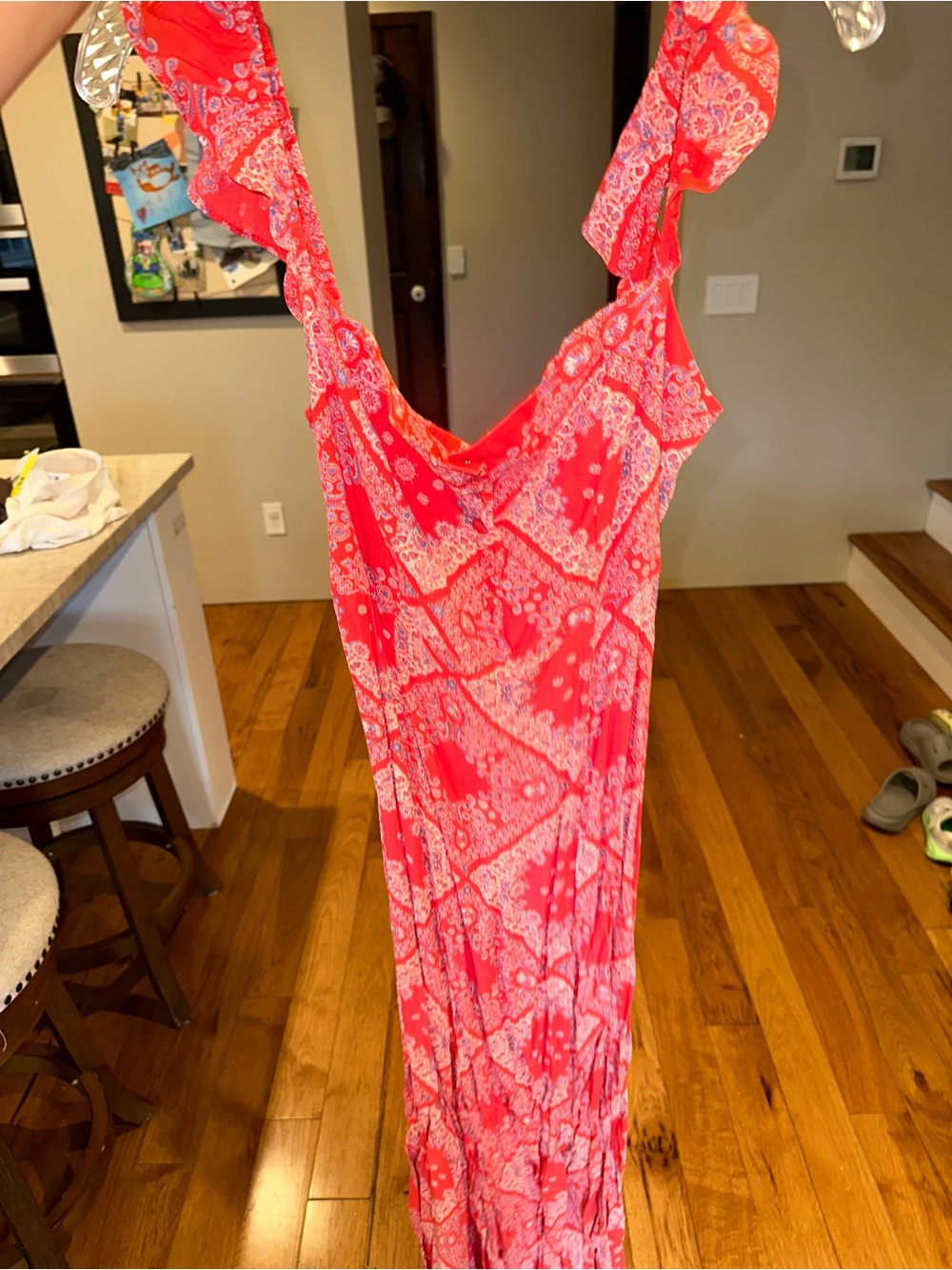 Flynn Skye Orange Bardot maxi dress large